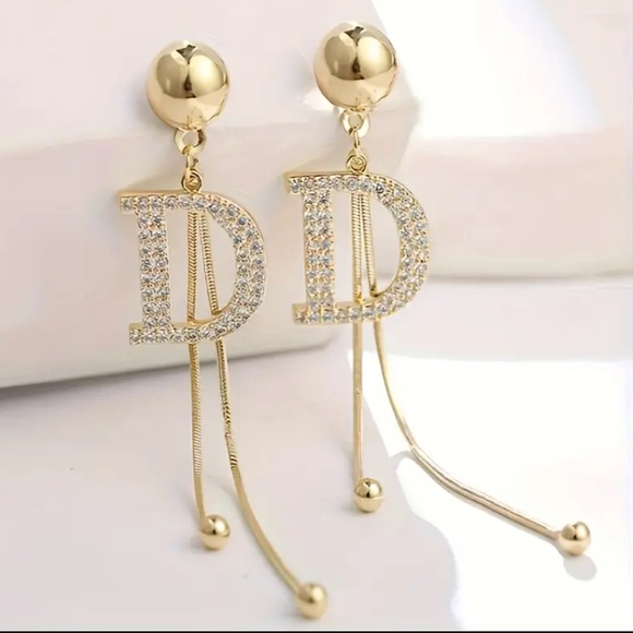 Exquisite Tassel Drop Elegant Gold “D" Dior, Long Dangle Earrings - NEW - Picture 3 of 7